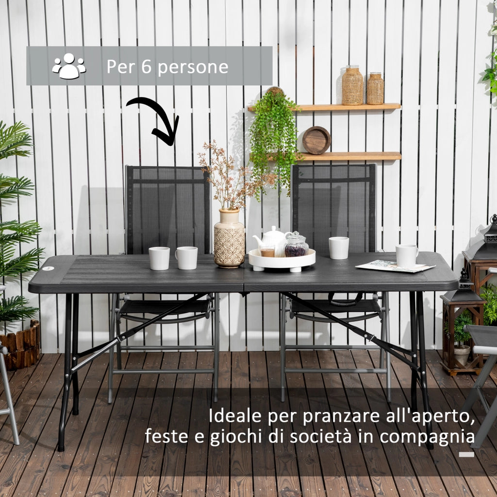 Tavolo da Giardino Pieghevole ¨C Minimal ¨C Grigio, Acciaio, HDPE, 180x75.5x73