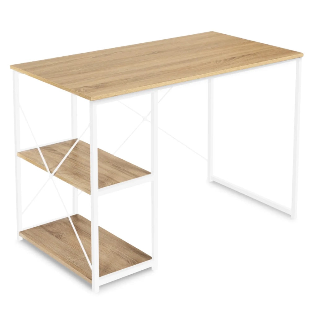IDMarket - Scrivania dritta in legno e metallo bianco, design industriale DETROIT