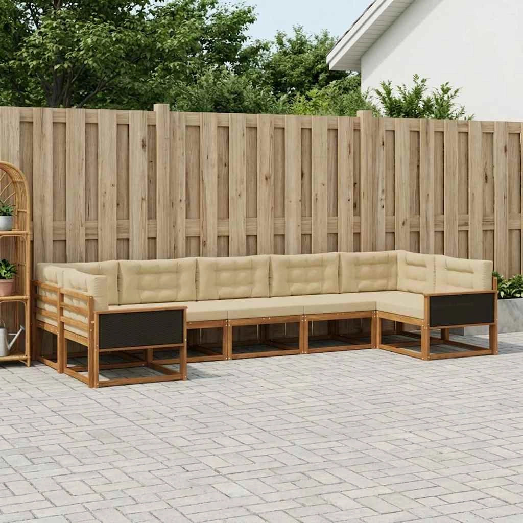 Set di divani da esterno 7 pz Naturale e Beige 3382856