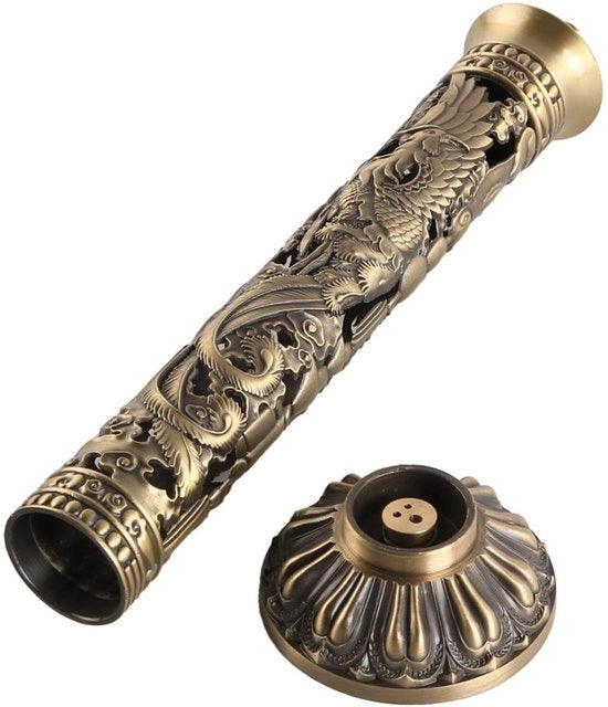 Bruciatore di Incenso di Bronzo - Incensiere - Decorazione Retro - Ornamento Artigianale - Adatto per la Sala da Tè - Realizzato in Ottone Satinato