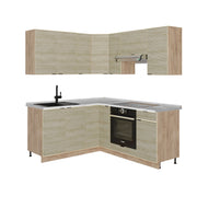Cucina angolare completa Fame-Line Pannello in quercia/Rovere dorato 190 x 60 cm, PL Marmo Vicco
