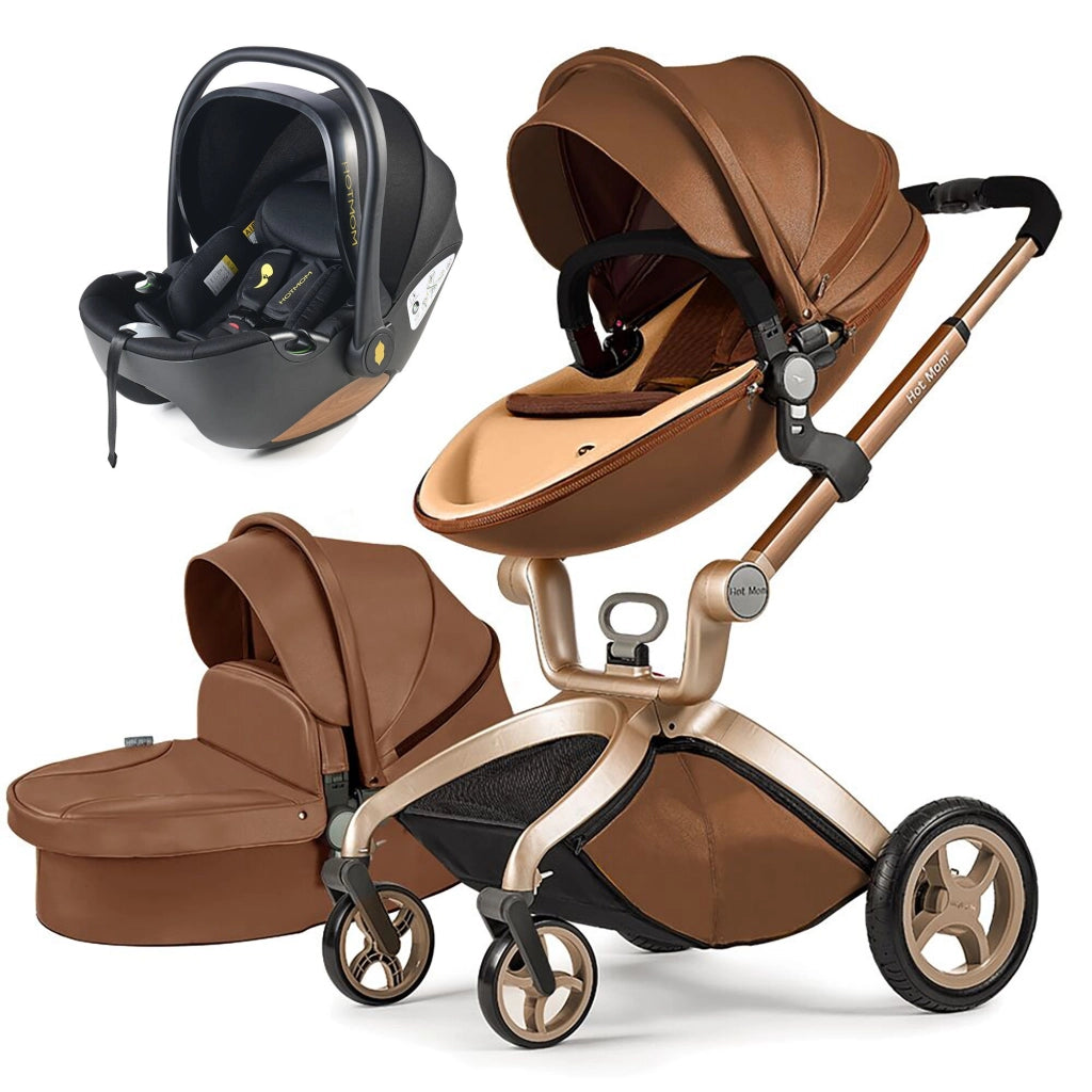 Carrozzina 3in1 con Accessori ¨C Zephmum ¨C Coffee, Telaio in Alluminio