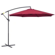 Ombrellone da Giardino 3x2.5 m a Braccio Inclinabile con Manovella, Rosso Scuro