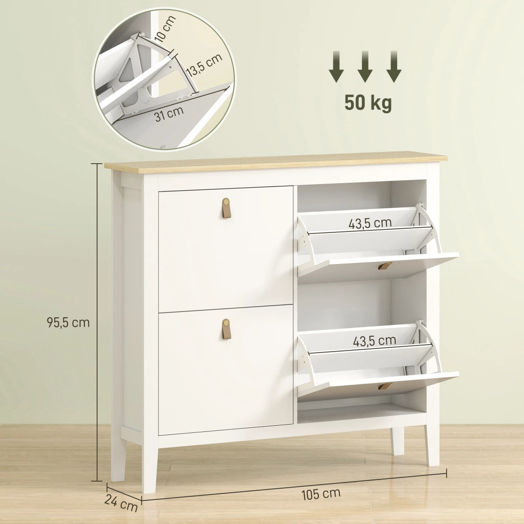 Scarpiera con cassetti e ante ¨C zephmum ¨C bianco 80x40x105 cm