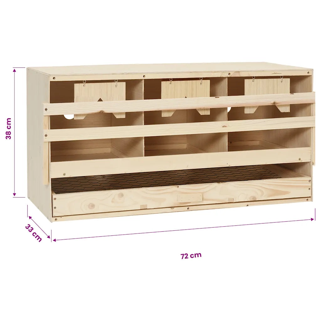 Casetta Cova per Galline 3 Scomparti 72x33x38 cm Legno di Pino CFW1036237