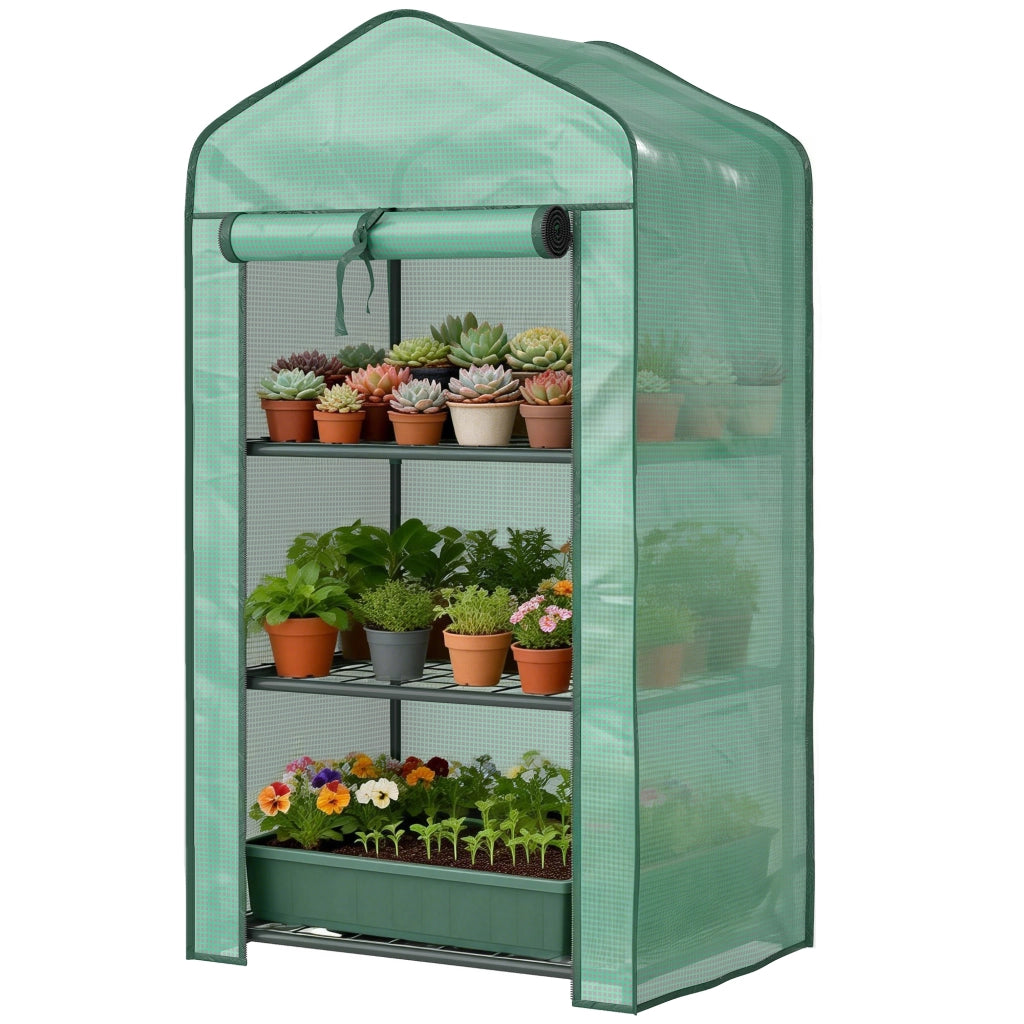 Serra da Giardino 3 Livelli con Ripiani ¨C Zephmum ¨C Verde Acciaio 59x39x127 cm