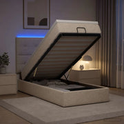 Letto Ottomano con Materasso e LED Crema 90 x 200 cm Tessuto 3458046