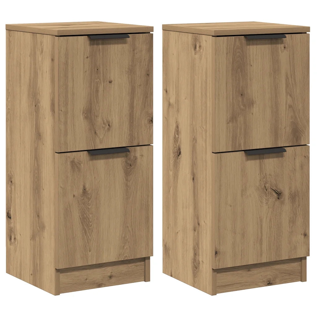 Credenze 2 pz Rovere Artigianale 30x30x70 cm Legno Multistrato