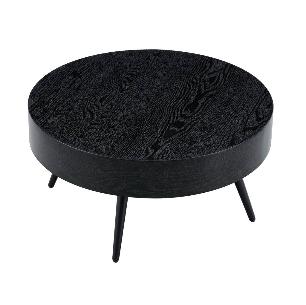 Tavolino da caffè rotondo ? 70 x 35.5 cm con piano resistente ai graffi in MDF nero