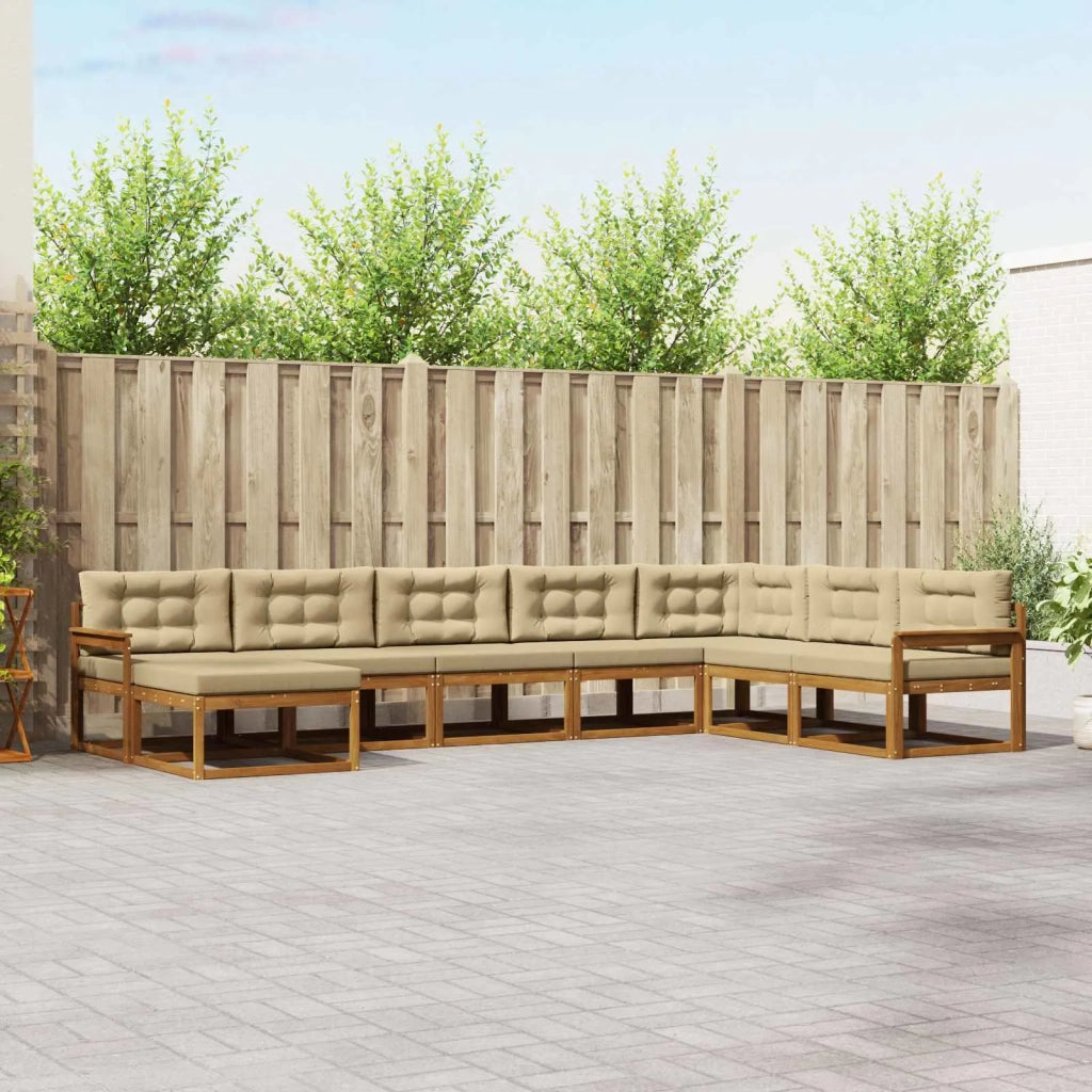 Set di divani da esterno con cuscino 8 pcs Naturale e Beige