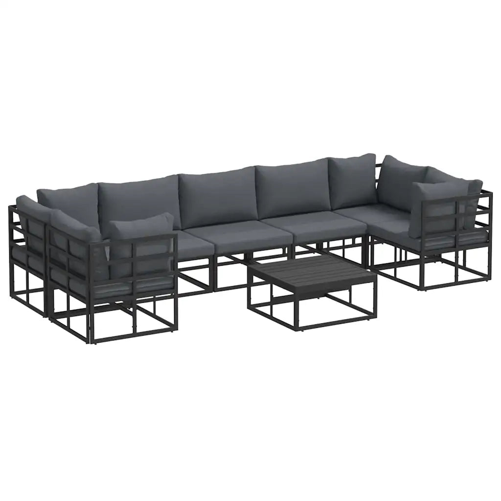 vidaXL Set Divano da Giardino 8 pcs Nero Alluminio