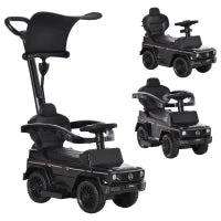 Macchina a Spinta per Bambini 12-36 Mesi con Licenza Mercedes, Tettuccio e Maniglia di Spinta, 85.5x40.5x95 cm, Nero