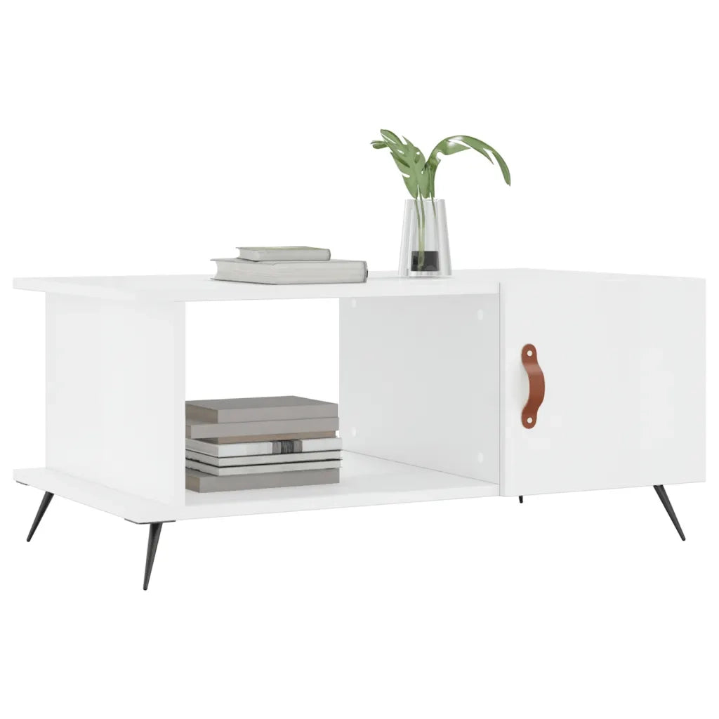 Tavolino da Salotto Bianco Lucido 90x50x40 cm Legno Multistrato 829462