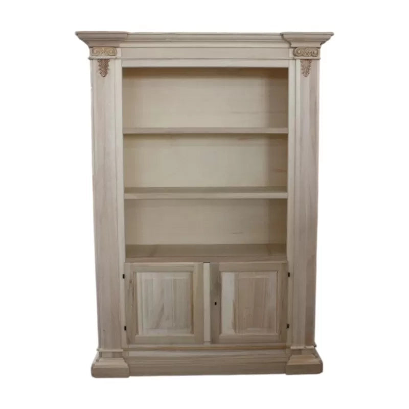 Libreria 3 vani a giorno 2 porte legno massello l.145 p.50 h.202 (407) - Mobili 2G