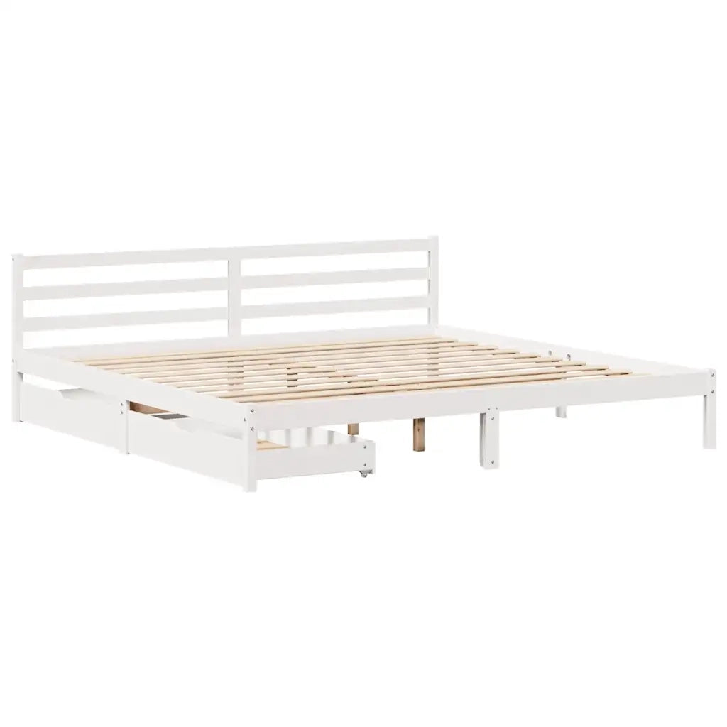 Giroletto senza Materasso Bianco 200x200 cm Legno Massello Pino 3301549