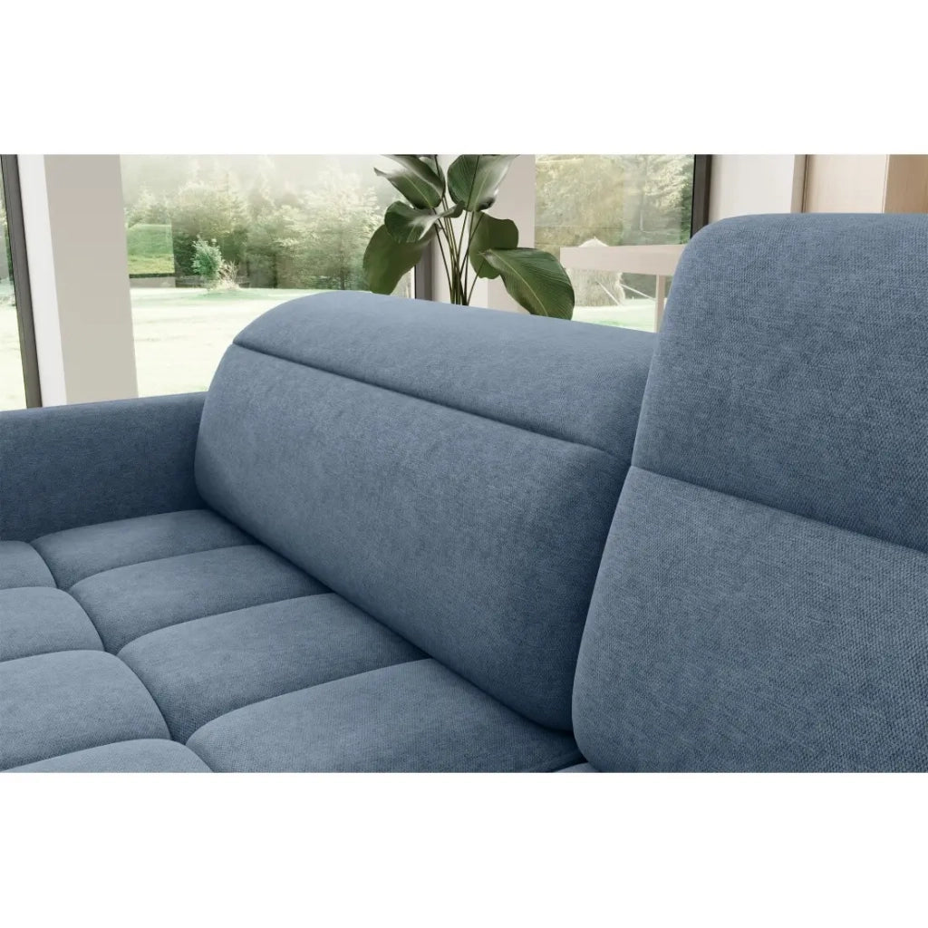 Divano angolare destro convertibile BARNEA 208 cm blu navy mélange con contenitore