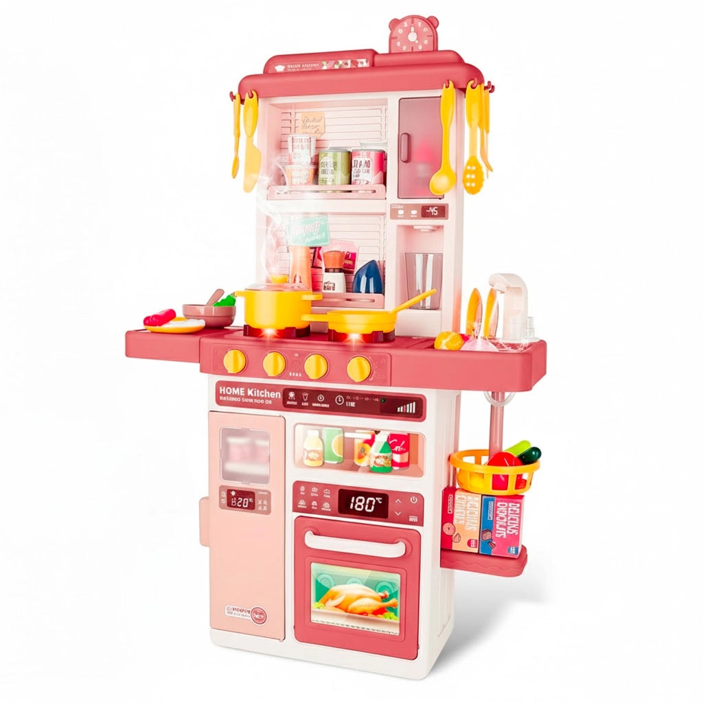 Cucina Giocattolo Bambini Completa Con Luci E Suoni Realistici Rubinetto Con Riciclo Acqua Forno E Fornelli Apribili 50 Accessori Inclusi Gioco Educativo 3–8 Anni Rossa