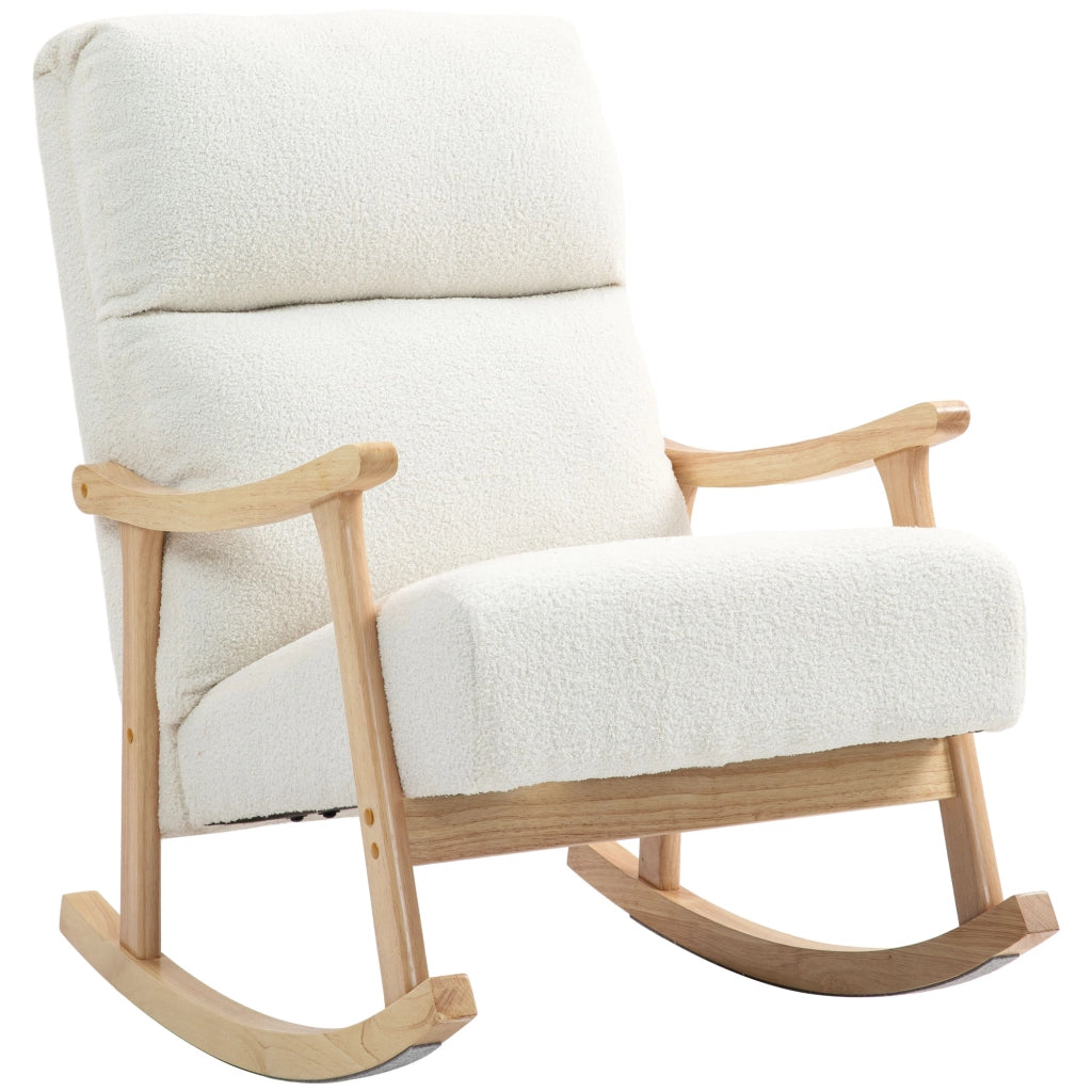 Poltrona a dondolo in tessuto velluto crema ¨C zephmum ¨C 65x90x98 cm
