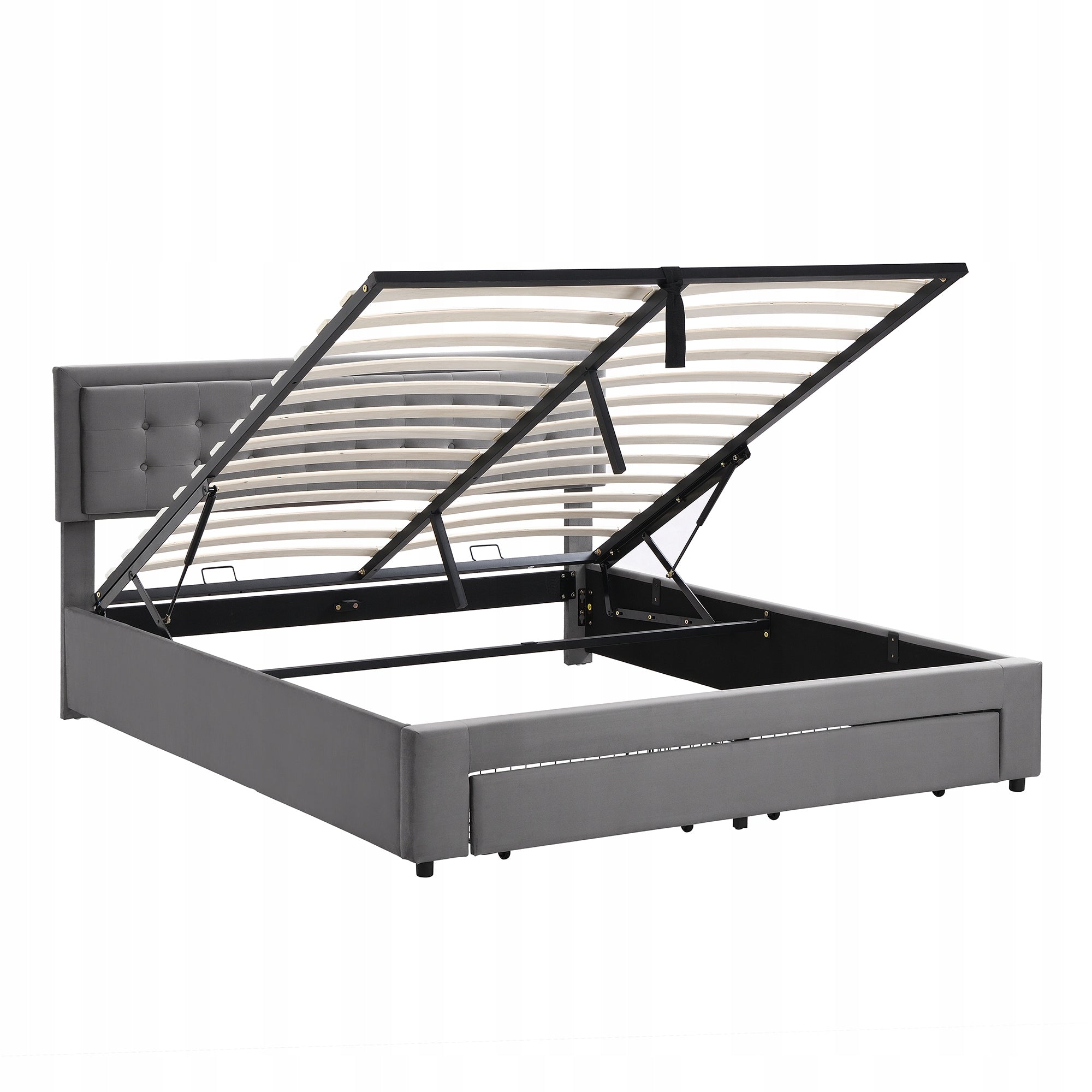 Letto imbottito 180x200 Grigio con cassetti - Xylo