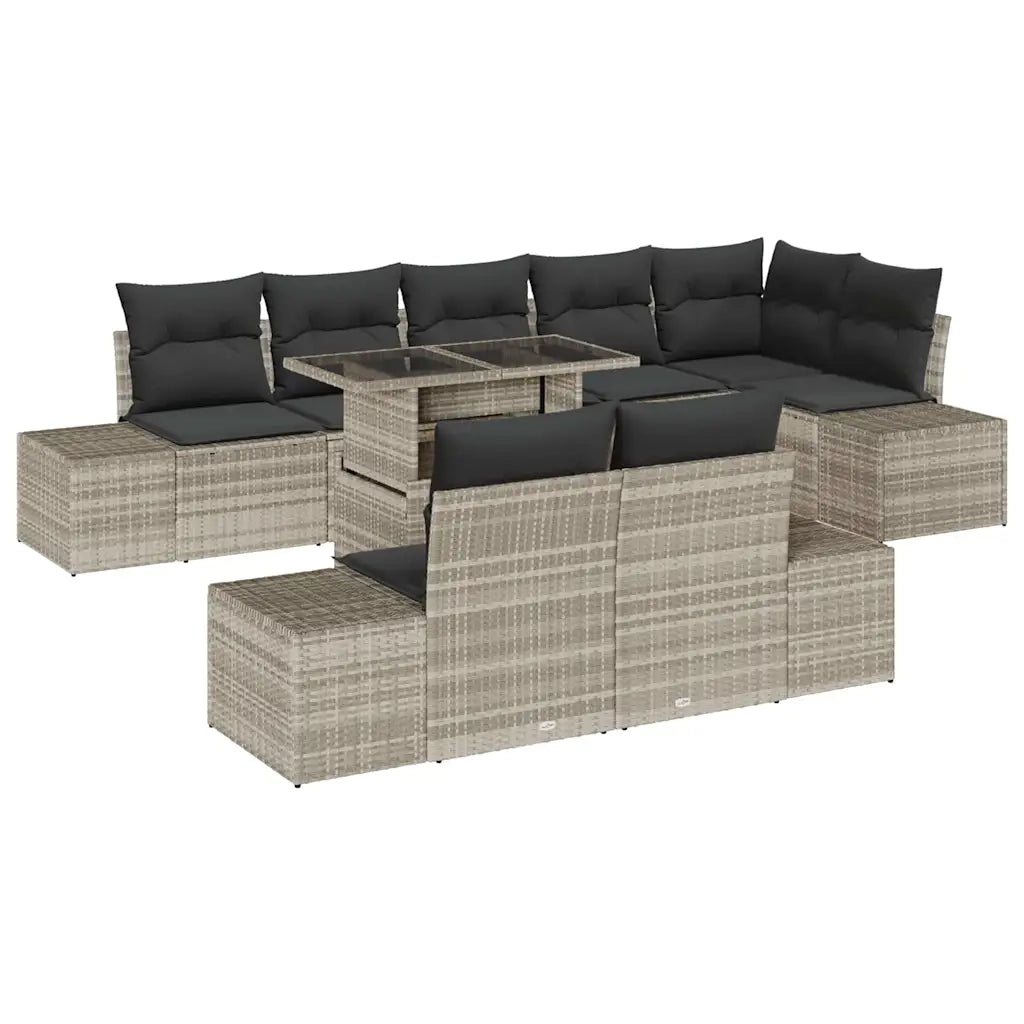 Set Divano da Giardino 9 pcs Grigio chiaro polyrattan 3349208
