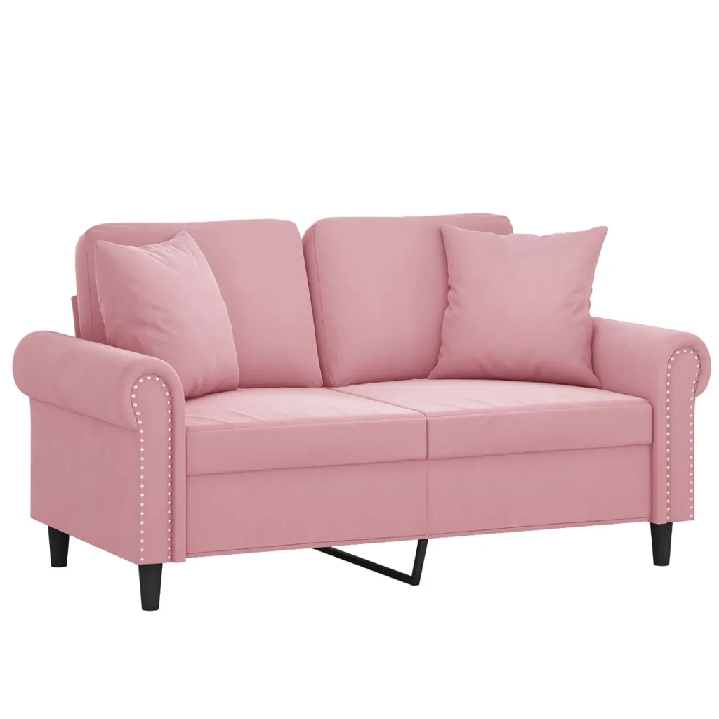 Divano a 2 Posti con Cuscini Rosa 120 cm in Velluto 3200938