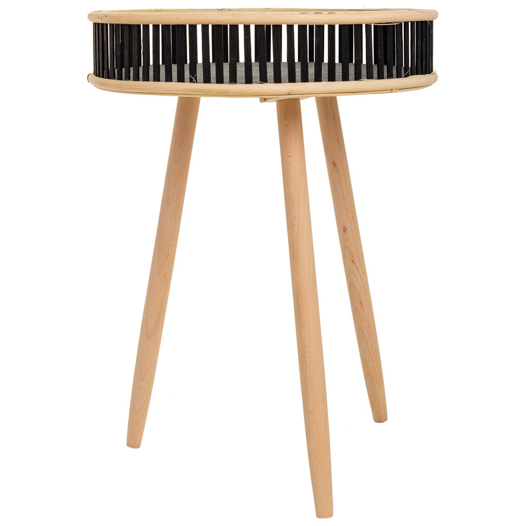 Set di 3 tavolini angolari in bambù nero e legno