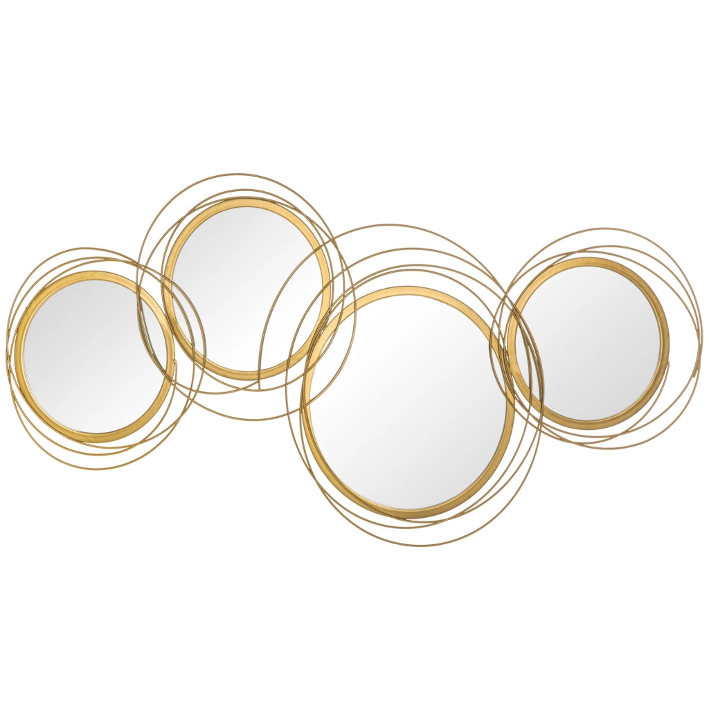 Specchio Parete Moderno Decorazione Metallo 3D ¨C zephmum ¨C Dorato 107x56cm