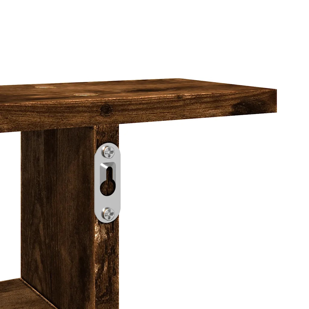 2 pz Mensole da Parete | Scaffali a Parete | Ripiano a parete Rovere Fumo 38x12x38 cm in Truciolato