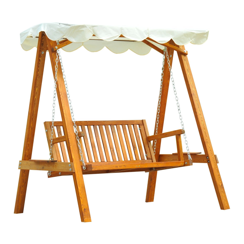 Altalena da giardino 2 posti in legno di larice ¨C zephmum ¨C marrone