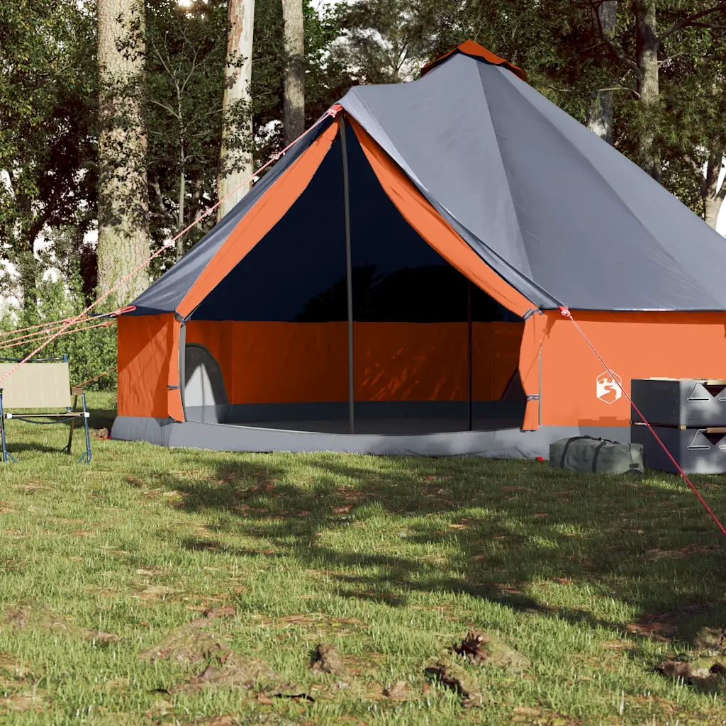 Tenda Familiare Tipi 8 Persone Grigia e Arancione Impermeabile 94590