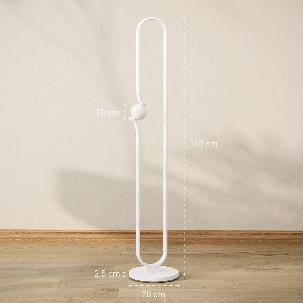 Lampada da Terra a LED Design ad Arco con Sfera in Vetro Luminosità Regolabile e Interruttore a Pedale Bianco