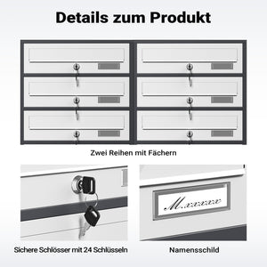 Cassetta postale condominiale autoportante 12 posti antracite/bianco 945 x 270 x 1500 mm 2 moduli