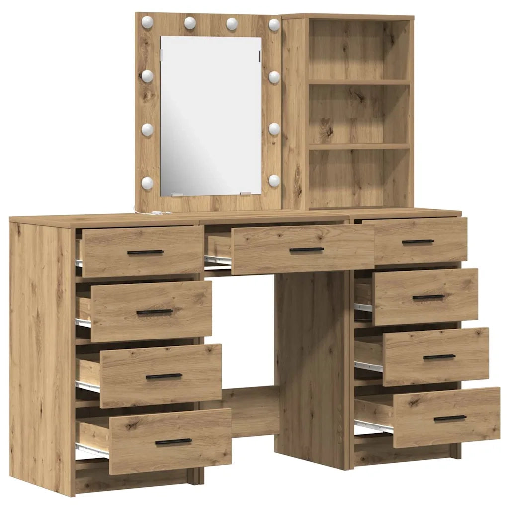 Tavolo da Trucco con cassetto 3 pcs Marrone Legno multistrato