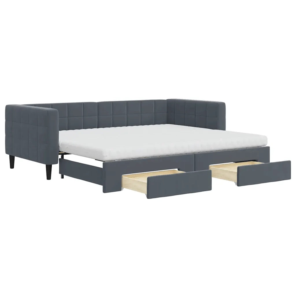Divano Letto Estraibile Cassetti Grigio Scuro 90x200cm Velluto 3196764