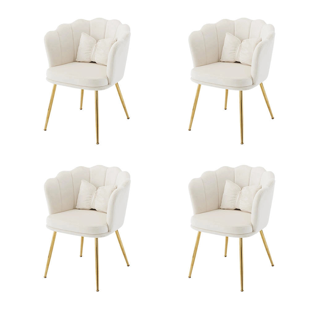 Set di 4 sedie moderne in velluto - Xylo - Dorso a petalo, gambe dorate, cuscini farfalla