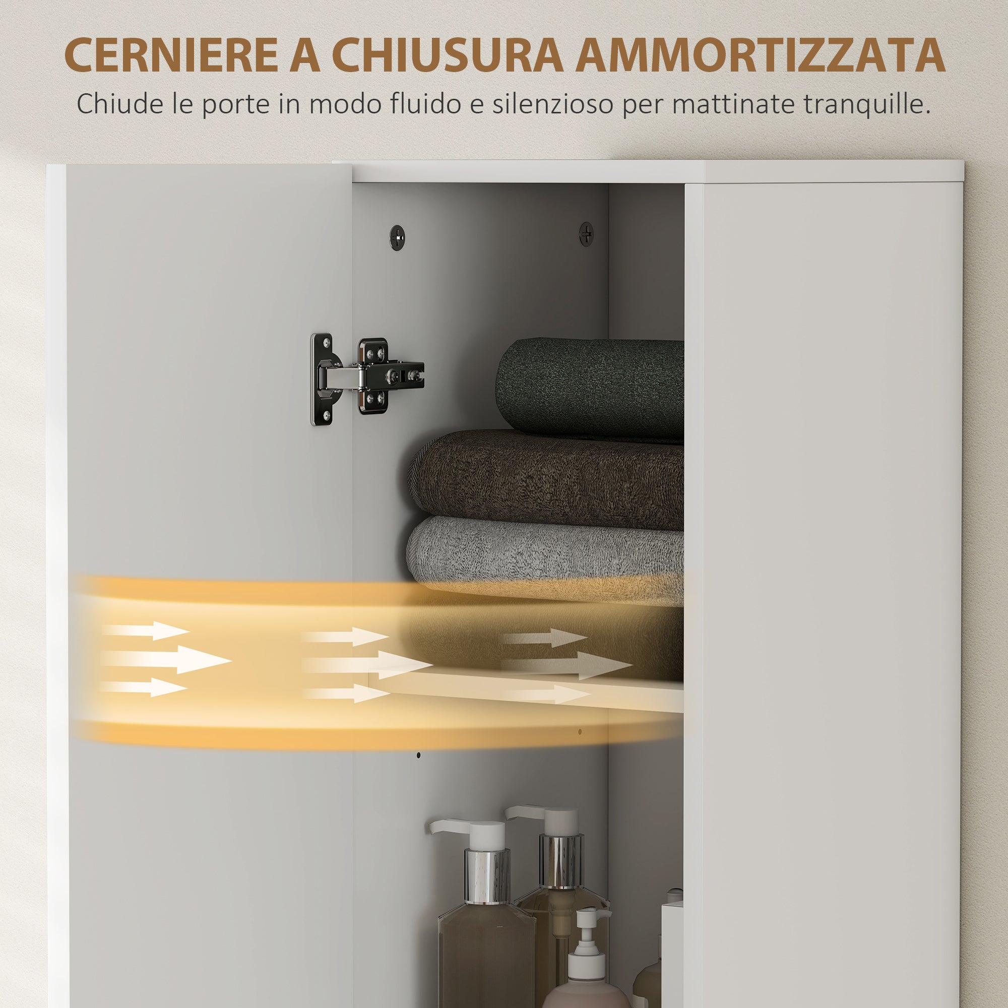Mobile Bagno Sospeso a Colonna 30x31.5x160 cm con Ripiani Regolabili e Chiusura Soft Close in MDF Bianco