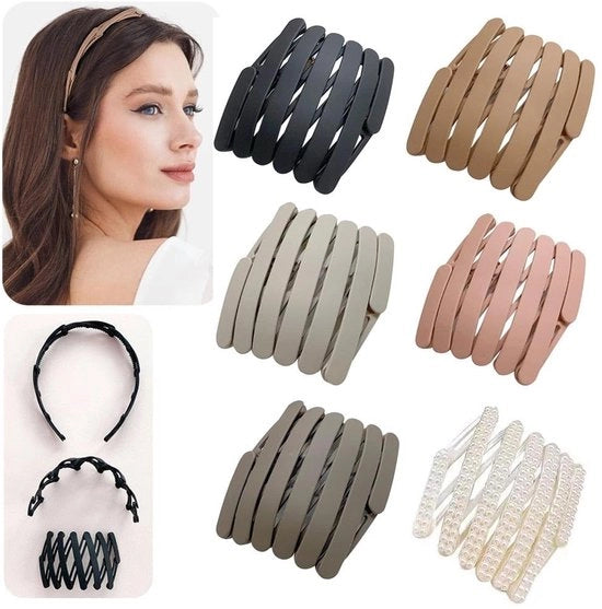 Accessori per Capelli Opvougbili Antiscivolo - 6 Pezzi - Accessori per Capelli Regolabili - Leggeri e Resistenti - Fascia per Capelli
