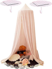 Cannocchiale per bambini, tenda per letto, tessuto di cotone, protezione dalle zanzare per camera da letto, cameretta, lettura, gioco, altezza 250 cm, colore rosa