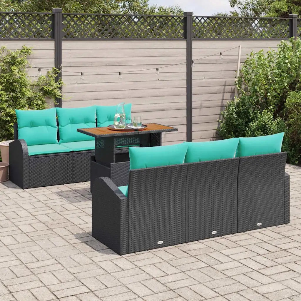 Set Divano da Giardino con archiviazione 7 pcs Nero Poly Rattan 3358272