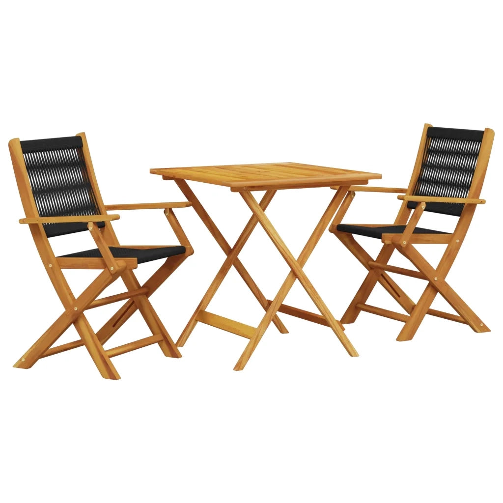 Set da Bistrot 3pz Nero in Polipropilene e Legno Massello 3281877