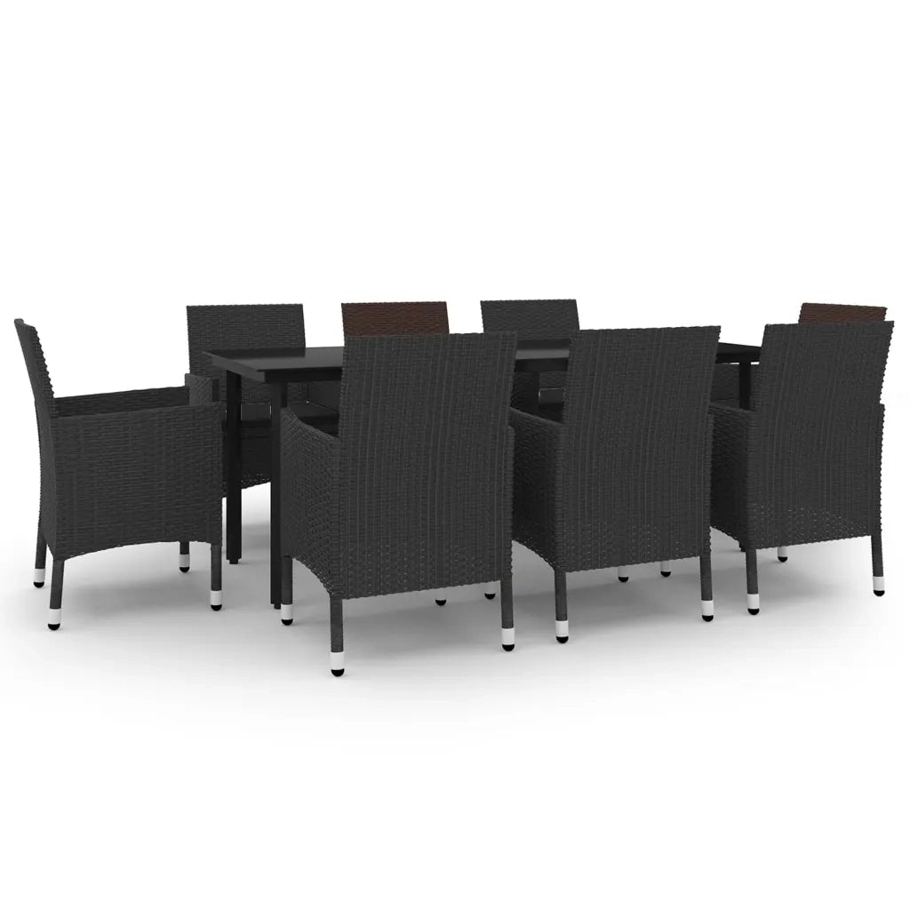 Set da Pranzo da Giardino e Cuscini 9 pz in Polyrattan e Vetro 3099690