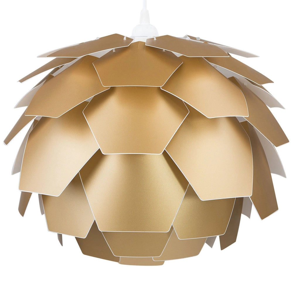 Lampadario Lampada a Sospensione con paralume a pigna in plastica dorata