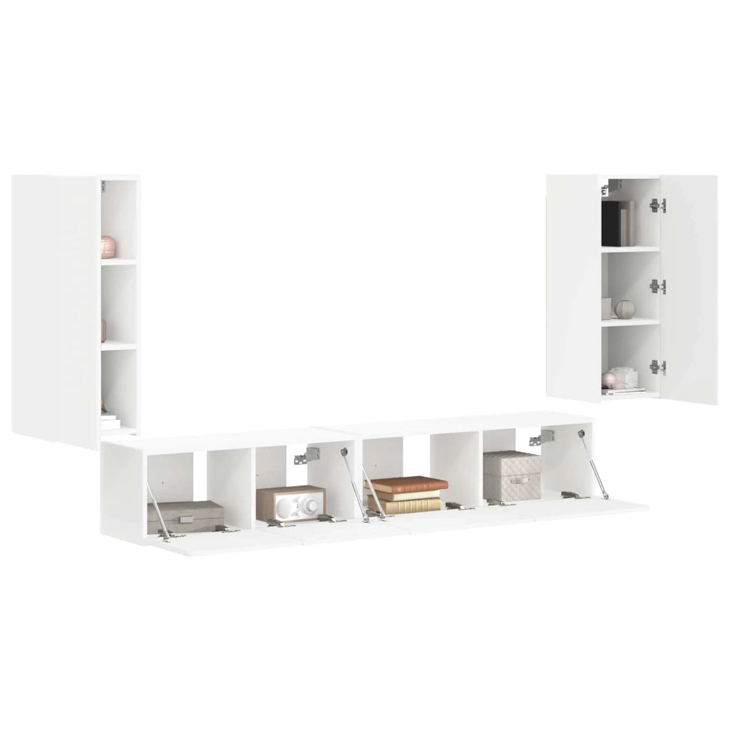 Set mobile TV 4 pcs Bianco Legno multistrato 3409159