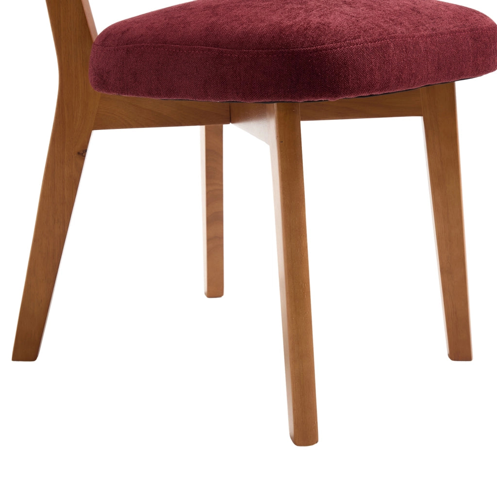 Sedie da pranzo set da 2 in tessuto bordeaux con gambe in legno