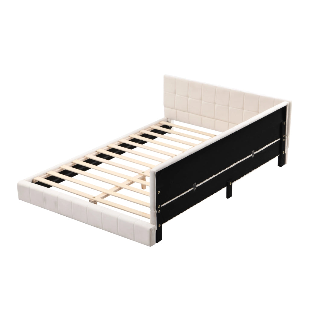 Letto poltrona multifunzione in velluto beige 140x200 cm