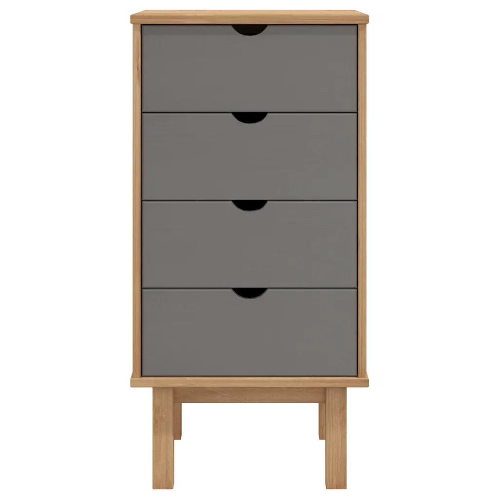 Cassettiera OTTA Marrone e Grigio 45x39x90 cm in Legno di Pino 348580