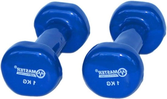 Haltere per adulti 2 x 1 kg - set di 2 haltere in vinile azzurro - unico modello