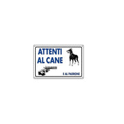 Cartello segnaletico in plastica 30 x 20 cm "Attenti al cane e al padrone"