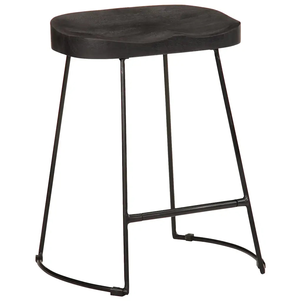 Sgabelli da Bar 2 pz Neri 46x38x52 cm Legno Massello di Mango 4013529