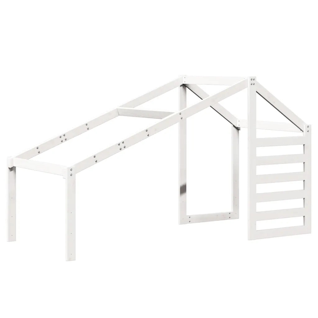 Letto a Soppalco con Tetto Bianco 90x200 cm in Legno di Pino 3281978